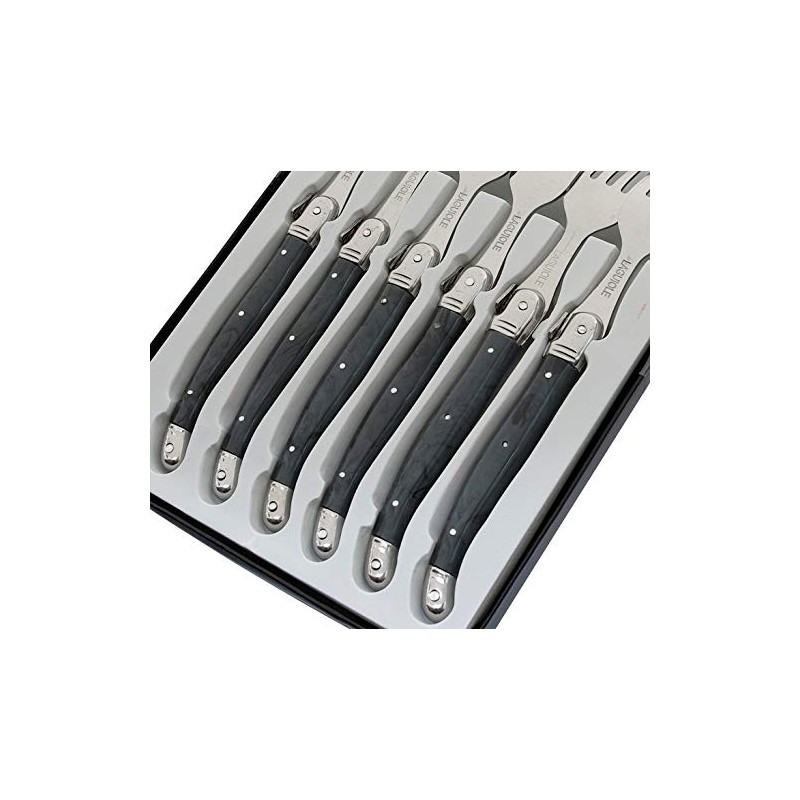 Pradel Excellence 7210G-6NT Laguiole Box of 6 Forks - 25.7