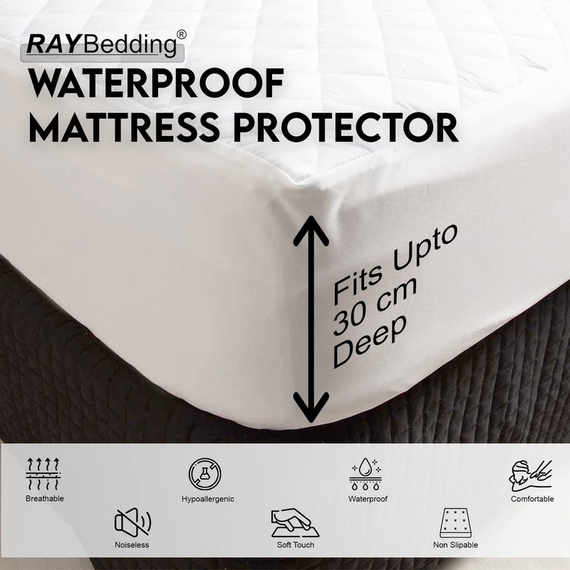 Ray Bedding Waterproof Mattress Protector Single with 30cm Extra Deep