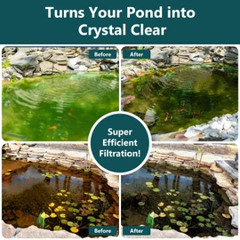 AquaMiracle All-in-One Fountain Kit with 3 Spray Patterns, Koi Pond Filters for Outdoor Ponds 200-350 Gal, 400GPH Pond Fountain Pump for Garden, Water Feature, Bird Baths