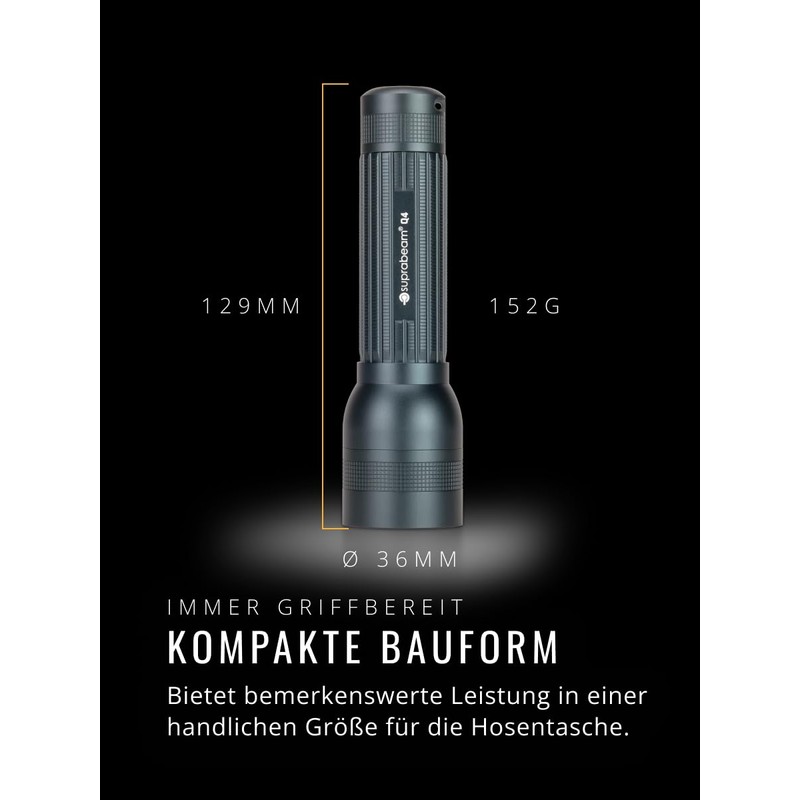 Suprabeam Q4 LED Flashlight 400 Lumens IPx4 Splash Waterproof Sliding
