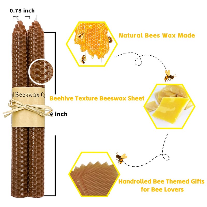 Lacaser Beeswax Taper Candles 14 Pack, 9" Long Candle Sticks,