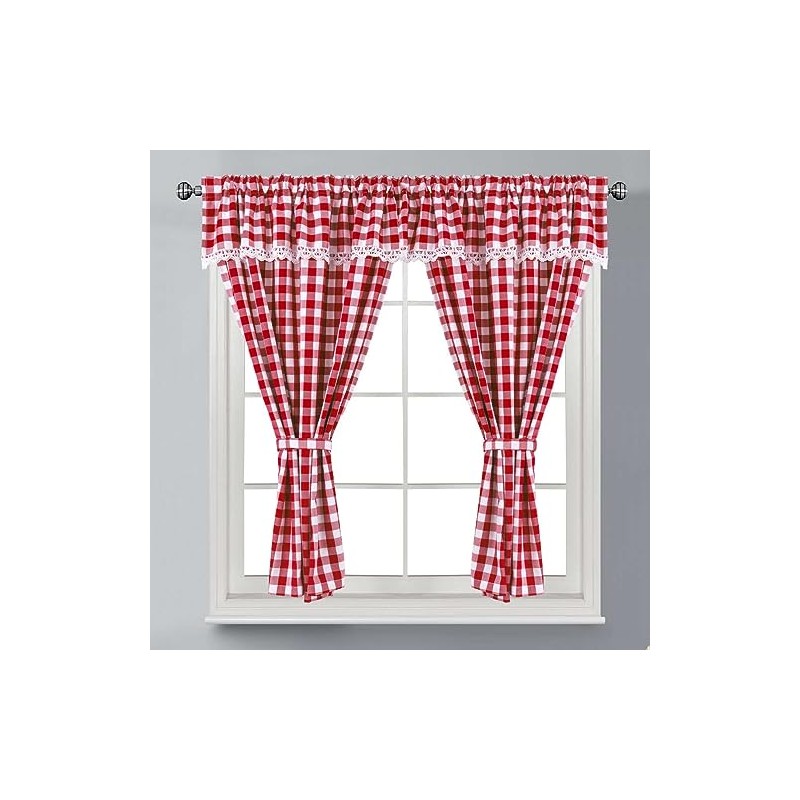 Householdfurnishing Embroidered Kitchen Window Pair Curtains Set Rod Pocket with