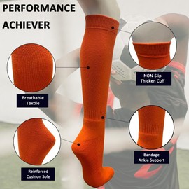 COUVER Mens Knee High Sports Athletic Baseball Softball Bottom-Cushioned Socks, Dark Brown. Large, 1 Pair