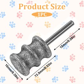 Ptwola Diamond Rotary Nail Grinder Bits 1/8" Pet Toenail Grinder Attachment Dog Claw Grinder Replacement Heads Nail File Wheel for Medium Large Dogs Nail Care Clippers Trimming Parts