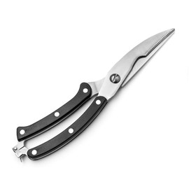 Forgast High-quality kitchen scissors, poultry scissors, 25 cm, multi-purpose scissors, spring-loaded, made of stainless steel, sharp scissors for cutting poultry, chicken, bones, meat, herb scissors,