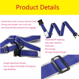 4 Pack Luggage Strap Luggage Tag Set, Adjustable Luggage Strap, Luggage Packing Strap with Combination Lock Buckle and Luggage Tag, Travel Accessories (Blue Gray+Multi-Colored)