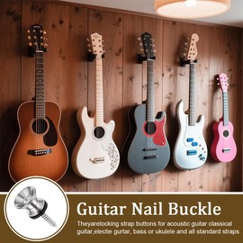 COYUN 6 Stück Gitarrengurt Knöpfe+6Stück Gitarren Gurt Schlösser,Strap Blocks Gurtblöcke,Metallende Gitarrengurt Endknopf mit Befestigungsschrauben Gitarrengurtknopf Metall Endpin für Gitarre