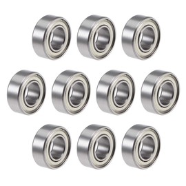sourcing map 10x Double Shielded Deep Groove Ball Bearings Z2 1/4 Inch x 1/2 Inch x 3/16 Inch Chrome Steel