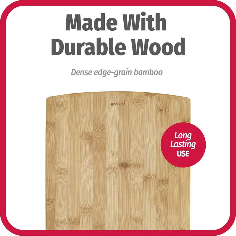GoodCook Everyday 10" x 14" Bamboo Cutting Board, Durable Edge-Grain