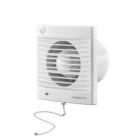Cazooo 100mm Bathroom Extractor Fan with Timer and Pull Cord Switch, 12W 130m³/h Silent Bathroom Fan, Wall/Window Mounted Ventilation Fan for Bathroom Kitchen Toilet, 34 dB, IPX2 Waterproof - White