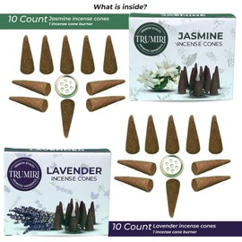 Incense Cones - Combo Pack of 20 Cone Incense - 10 Lavender + 10 Jasmine - Insence Cones - Incense Cones Scented - Cone Incense Scents - Insense Cones - Incent Cone