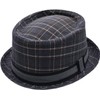 FIDRA Checked Porkpie Hat with Stripe Band, 2 Colours (Brown)
