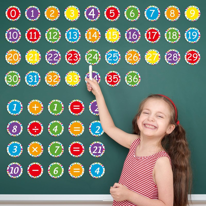 Whaline 50Pcs Rainbow Number Magnetic Accents Number 0-36 Magnet Stickers