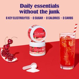 Ultima Replenisher Daily Electrolyte Powder Drink Mix – Sugar Free – Cherry Pomegranate, 30 Servings – Hydration Powder with 6 Electrolytes and Trace Minerals – Keto Friendly, Vegan, Non-GMO