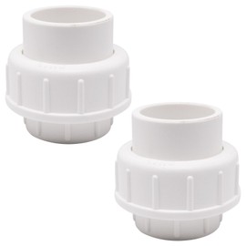 SWZHAI 2PCS PVC Union Coupling Pipe Fitting, 1" PVC Fittings, Slip Union Coupling Adapter (Socket x Socket), Schedule 40, EPDM O-Ring for Irrigation, Pool, Indoor Plumbing, White