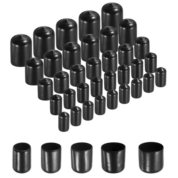 sourcing map 50pcs Round Rubber End Caps Protective Caps 12mm