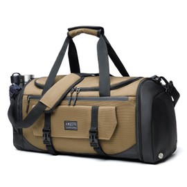 ARGUFI Gym Bags For Men & Women With Shoes Compartment And Wet Pocket Sports Duffle Bag, A-TG-003-Brown, L22*W10.2*H10.2(IN)