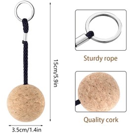 Alvinlite 4PCS Floating Cork Keyring Floating Key Ring Durable Portable Marine Round Cork Balls Key Ring for Sailing Fishing