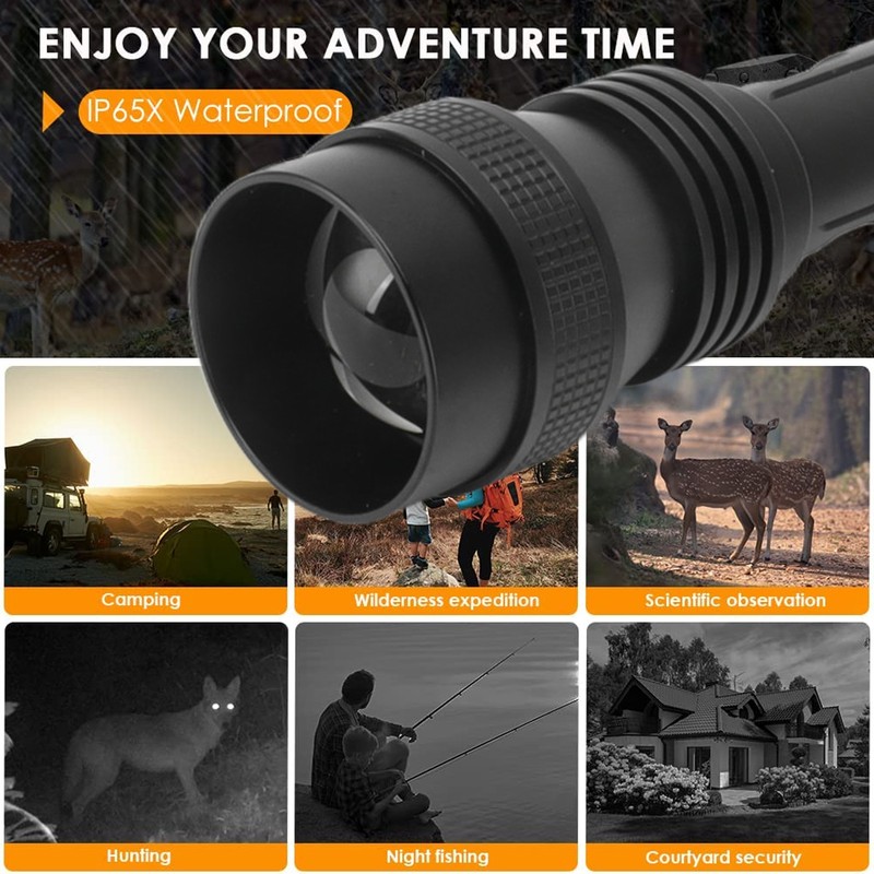 IR Flashlight Zoomable Waterproof Night Vision 850nm Infrared Flashlight for