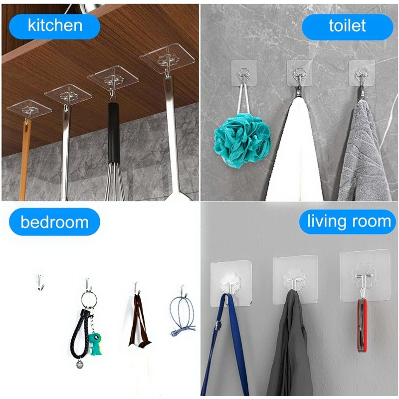 QUALIALL 33lbs Adhesive Hooks for Hanging on Wall or Ceiling,
