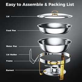 UOEOS Chafing Dishes for Buffet, Two-Tone Chafing Dishes Buffet Set(5QT, 4 Pack),Food Grade Stainless Steel Chafers Set,Each Serves at Least 5 People for Wedding,Buffet,Banquet and any Party