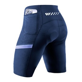 Wulibike - Pantalones cortos de bicicleta para hombre, 4D acolchados para hombre, pantalones cortos de ciclismo y montaña con bolsillos, Azul-2024, XX-Large