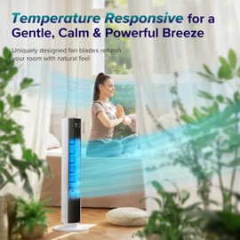 LEVOIT Tower Fan for Bedroom, 25ft/s Velocity Standing Fan with 28dB Quiet for Sleep, Remoter, 12H Timer, 5 Speeds, 4 Modes, 90° Oscillation for Home, Office, Indoor, Bladeless 36 inch, White