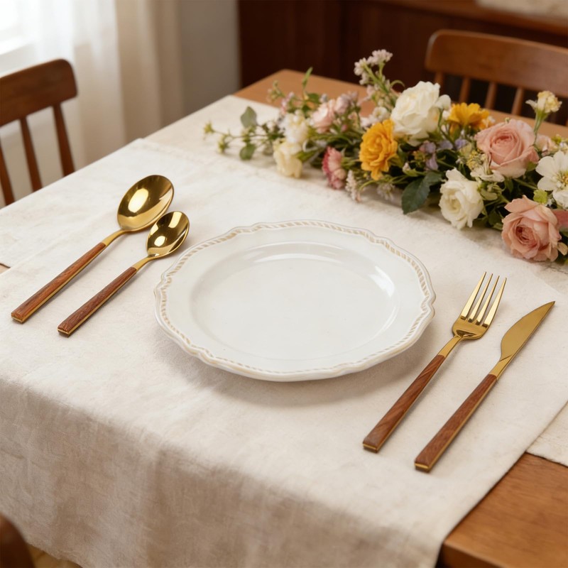 Golden Silverware Set, 24 Piece Flatware Cutlery Set for 6
