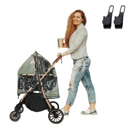 MILA&LOUIS Rain Cover for Pet Carts, Includes 2 Leather Hooks, Lightweight Fashion, Rain Protection, Windproof, Waterproof, Transparent, Popular for Dogs, Strollers, Pet Buggies, Raincoat, Durable