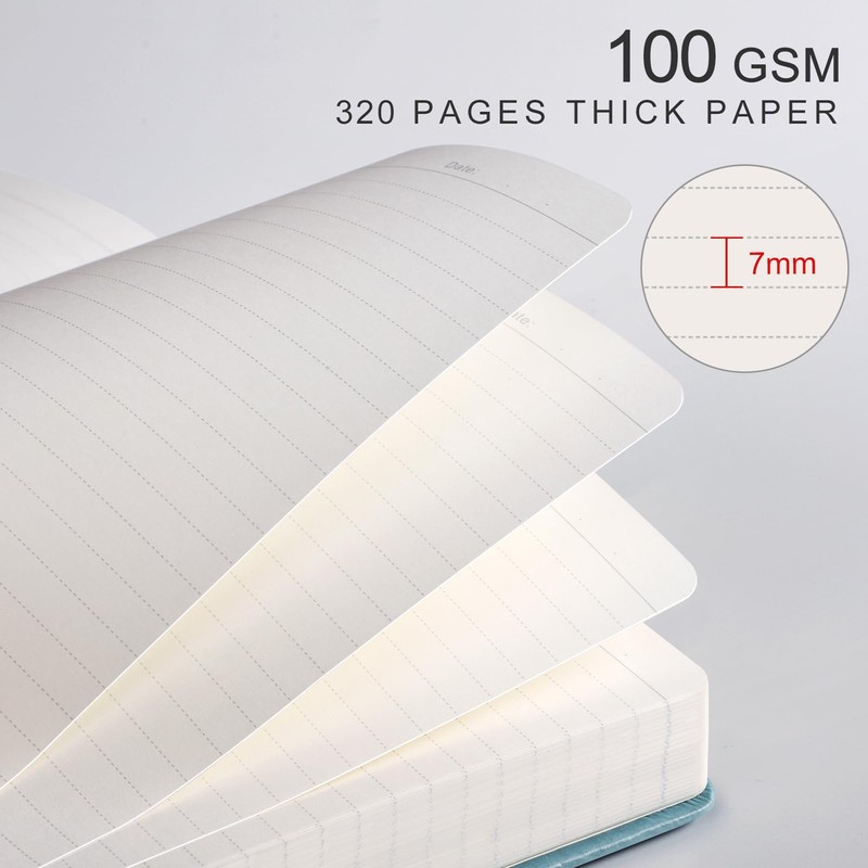 EMSHOI A5 Notebook Lined Journal - 320 Numbered Pages, 100gsm