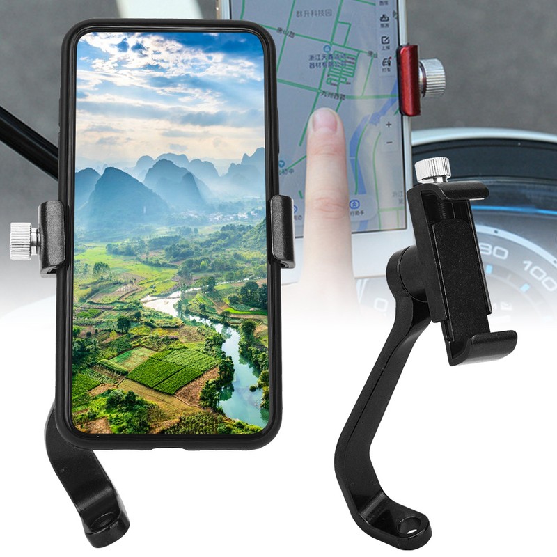 Universal Aluminium Alloy Rearview Mirror Mobile Phone Support Charging Bracket
