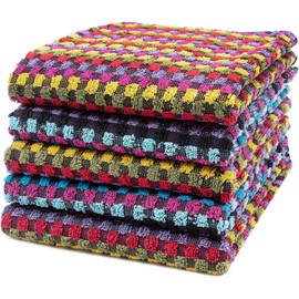 ZOLLNER Set of 5 Tea Towels, Multi-Purpose Towels, 45 x 90 cm, Cotton, Multi-Coloured