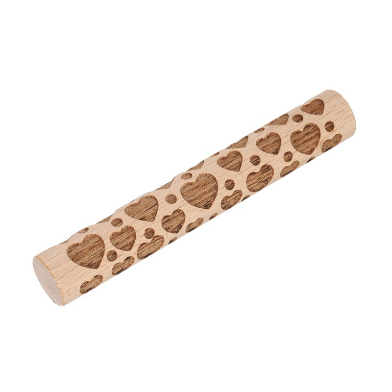 HARFINGTON Wood Clay Roller 4" Heart Pattern Rolling Pins Wood