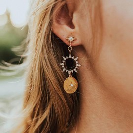 Gold Sun Earrings for Women Vintage Starburst Earrings Boho Sun Drop Dangle Earrings for Women Summer Statement Jewelry (Gold starburst earrings)