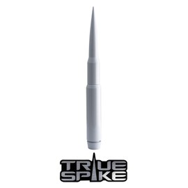 TRUE SPIKE 9 inch White PENETRATOR Fat Bullet Antenna with Anti-Theft + Copper Coil in Heavy Gauge CNC Machined Billet Aluminum Short Compatible with Ford Raptor F-150