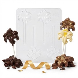 Day Lily Lollipop Chocolate Candy Mold 3334 with 4 Cavities, Each Piece Approximately 2.5" x 2.5"