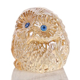 Crystal Golden Owl Figurine Collectible Gifts for Owl Lovers, Animal Glass Art, Owl Statue for Table Centerpiece Home Decoration Paperweight Keepsake