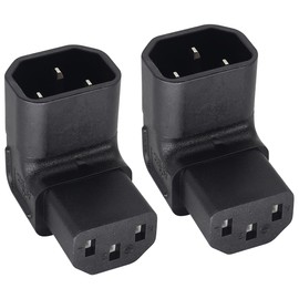 AAOTOKK 90 Degree Upward Tilted IEC C13 Female to IEC C14 Male PDU 3-Pin Sockets Extension Converter, Suitable for Computer LED HDTV Displays, etc. (Up/2 Pieces)