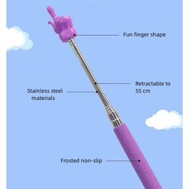 Teacher Pointer Sticks Finger,Pointer for Classroom,Telescoping Hand Pointer, Retractable Classroom Pointer Fingers for Elementary School Kindergarten Teacher,Classroom Supplies (2 PCS, Purple)