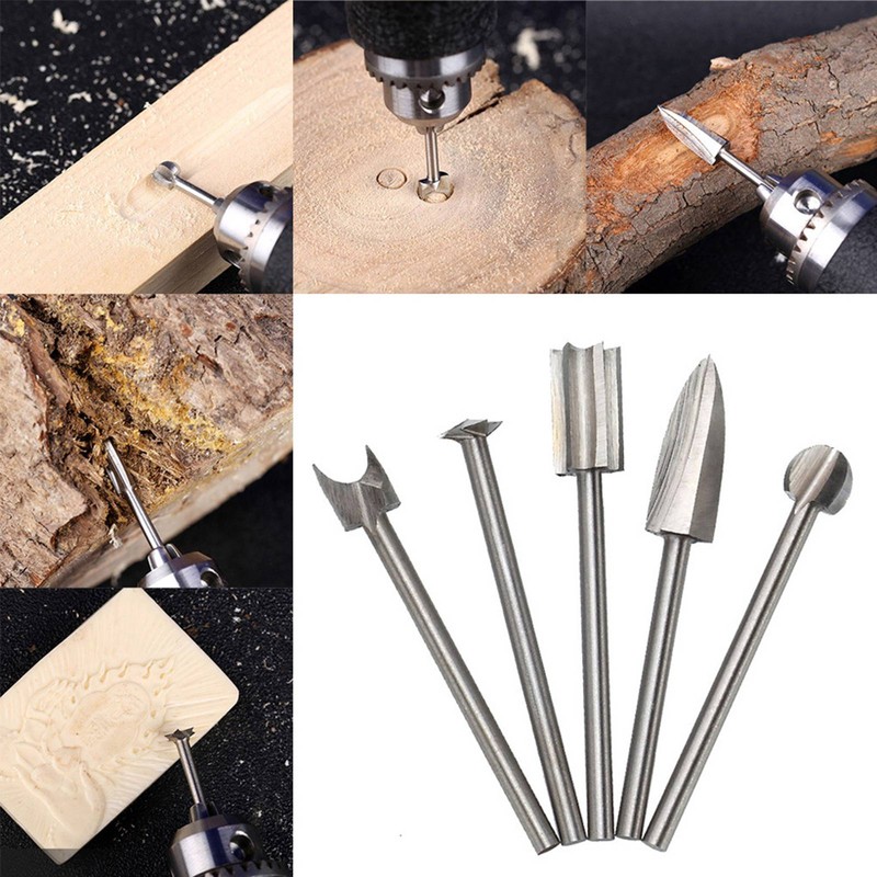 5 Pcs Wood Carving Engraving Drill Bit Set HSS Engraving