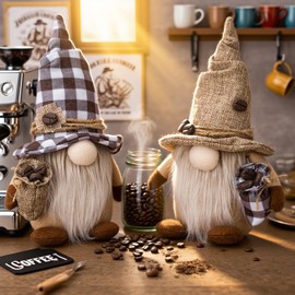 Sunshine smile Pack of 2 Coffee Gnomes, Spring Summer Gnome, Autumn Decoration Gnome, Figures Spring Coffee Bar Decoration, Figures Decoration Spring Decoration, Farmhouse Decorations Accessories for