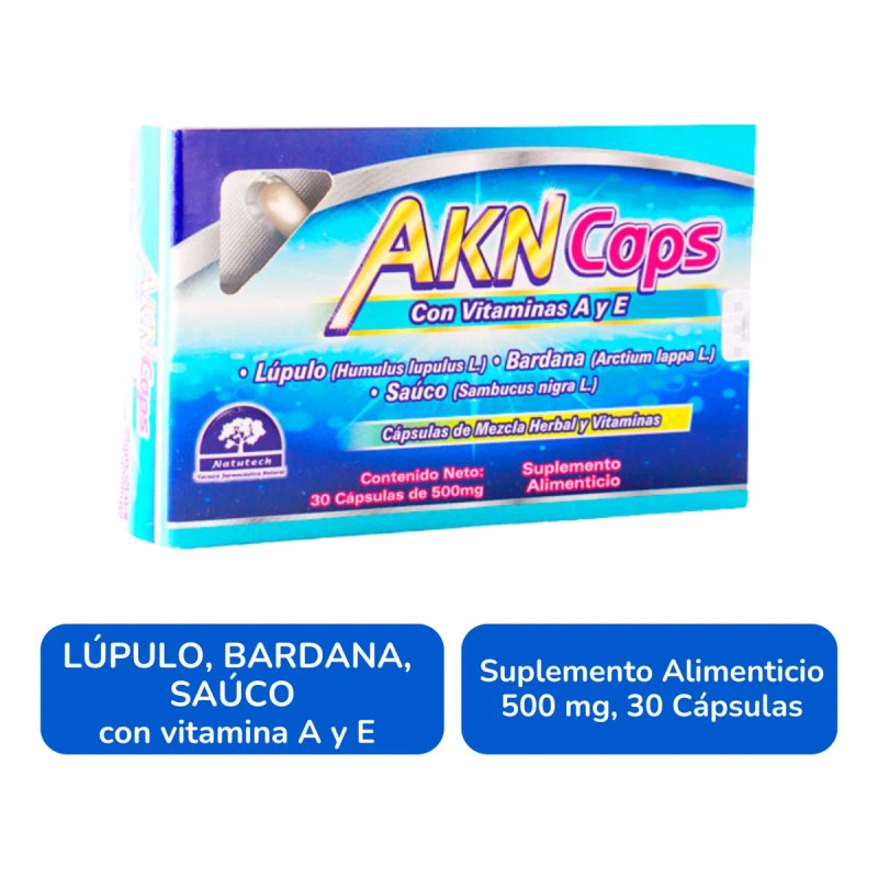 Akn Caps 500 Mg 30 Cpsulas Suplemento Natutech Sin Sabor