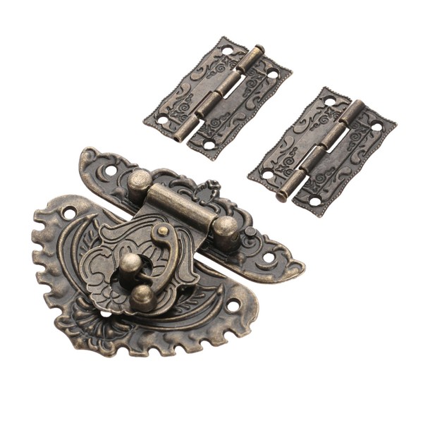 Yetaha Antique Embossing Hasp Latch Lock, 2PCS Hinge & 1