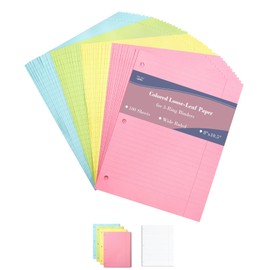 Mr. Pen- Colored Loose Leaf Paper Wide Ruled, 100 Sheets, 8” x 10.5”, 3- Hole Punched, Notebook Paper, Back to School Supplies