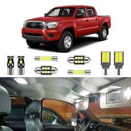 LIGHSTA 7PCS Super Bright White LED Interior Light Kit Package for Toyota Tacoma 2005 2006 2007 2008 2009 2010 2011 2012 2013 2014 2015 + License Plate Lights and Install Tool