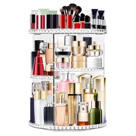 Organizador de Maquillaje Giratorio, 360 Grados de Organizador de Cosméticos de Tocador Vitrinas Cosméticas transparente, Organizador de Maquillaje Caja ajustable