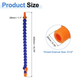 uxcell 4Pcs G1/2" Thread Flexible Water Oil Coolant Pipe Hose, 400mm Plastic Adjustable Round Nozzle Cooling Pipe Hose with Switch and Internal Tube for Lathe CNC Water Cooling System
