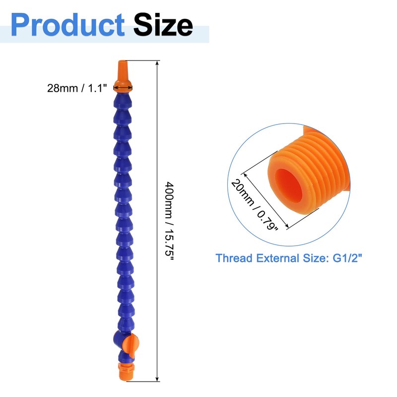 uxcell 4Pcs G1/2" Thread Flexible Water Oil Coolant Pipe Hose,
