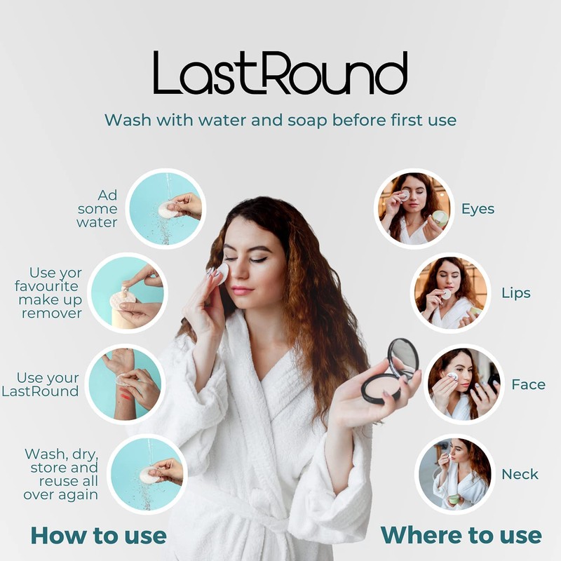 LastRound Reusable Cotton Pads - Eco Friendly Alternative to Single