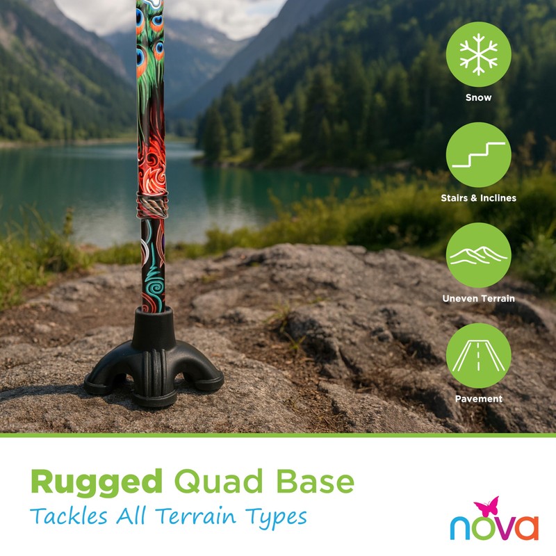Nova Joy Designer Offset Quad Cane for Seniors - Unisex